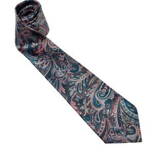 Vintage Westchester Classics Men's Paisley Tie Necktie‎ Pink Blue Gray